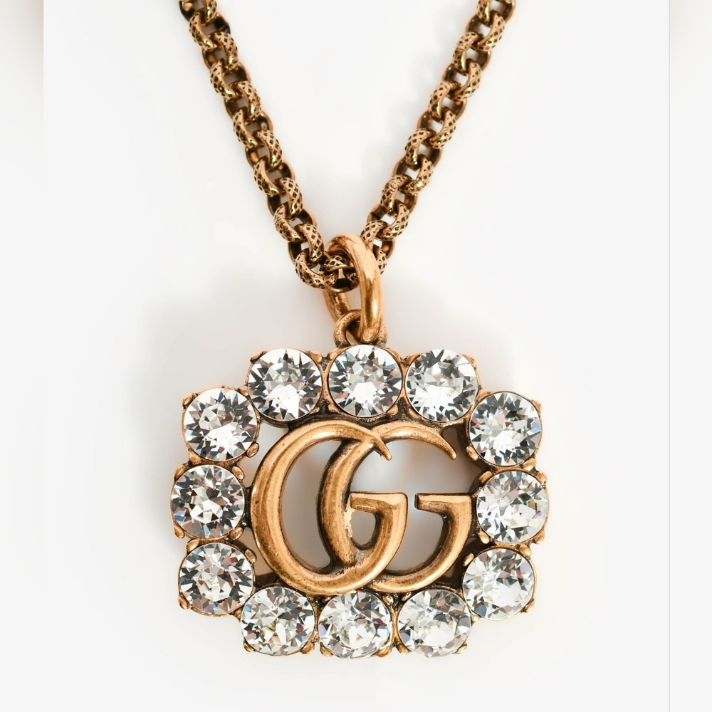 Gucci Gold GG Crystal Necklace